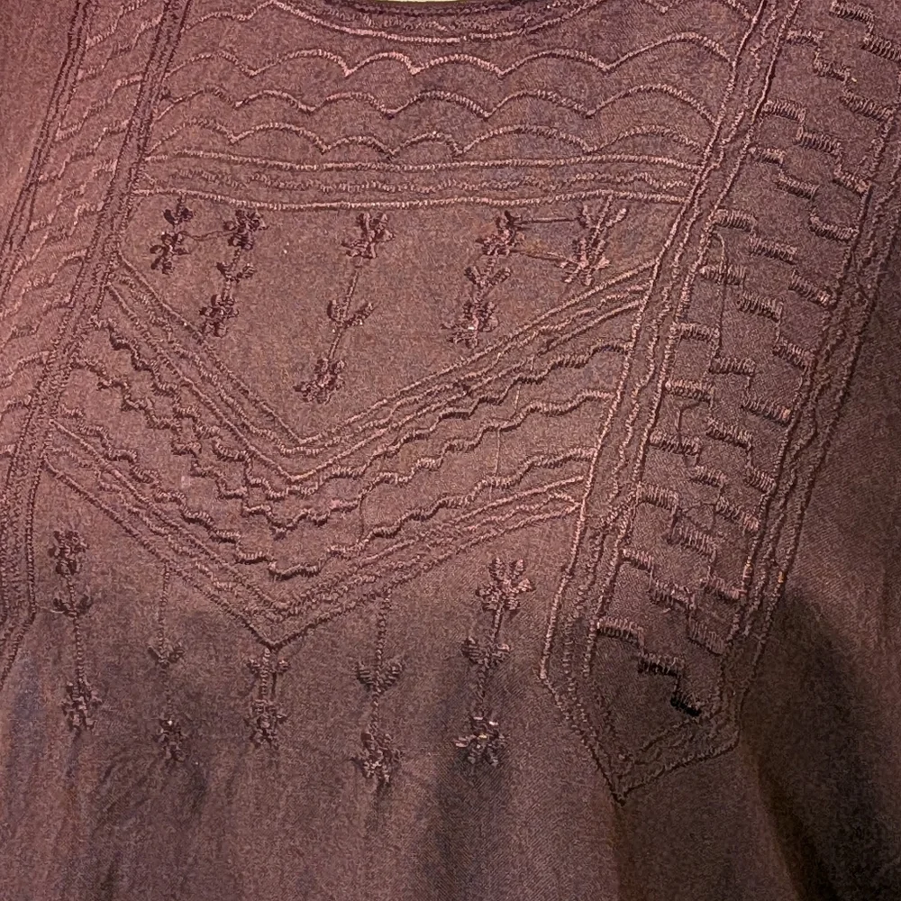 NWOT Beckwoman XL Oxblood Embroidered Double Button Collar Boho Tunic Blouse - Picture 3 of 8